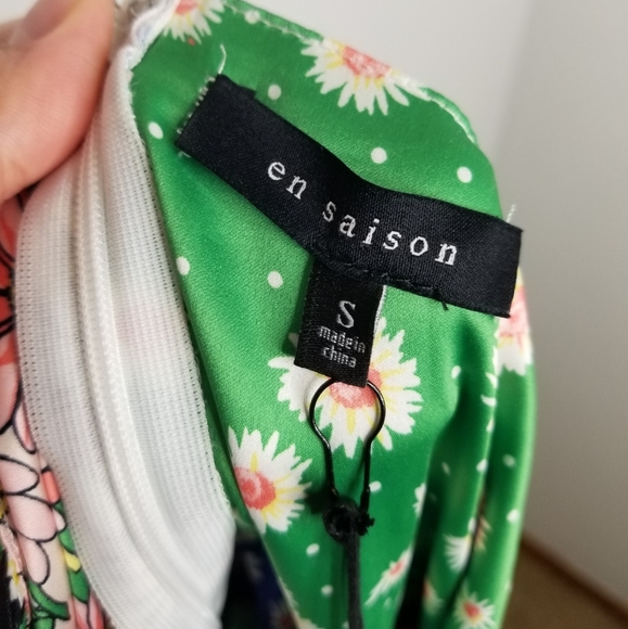 En Saison patchwork print midi pleated dress S - Picture 2 of 7